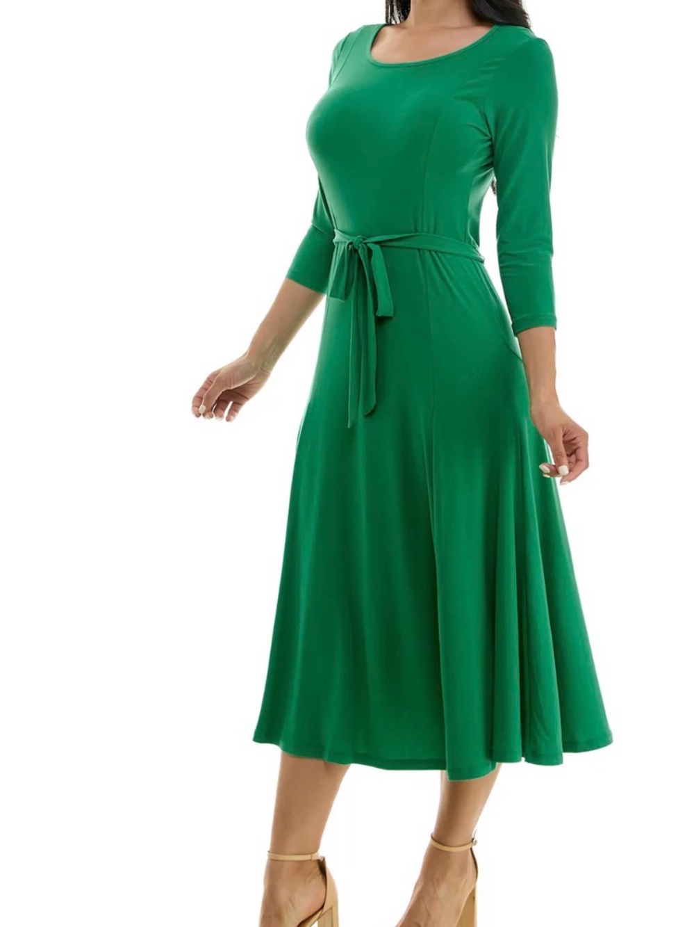 Nina Leonard Sylvia Bright Green Midi Dress in Size Medium NWT
